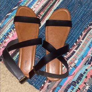 2/$20 JustFab Soleila Flat Sandals, Black NWOT